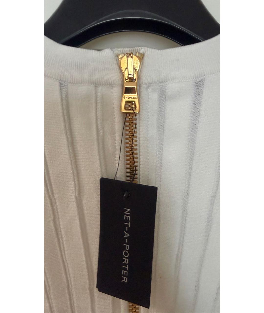 BALMAIN Белое вискозное коктейльное платье, фото 4