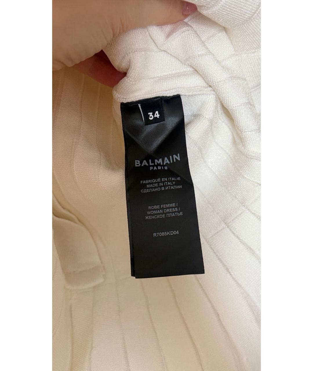 BALMAIN Белое вискозное коктейльное платье, фото 5