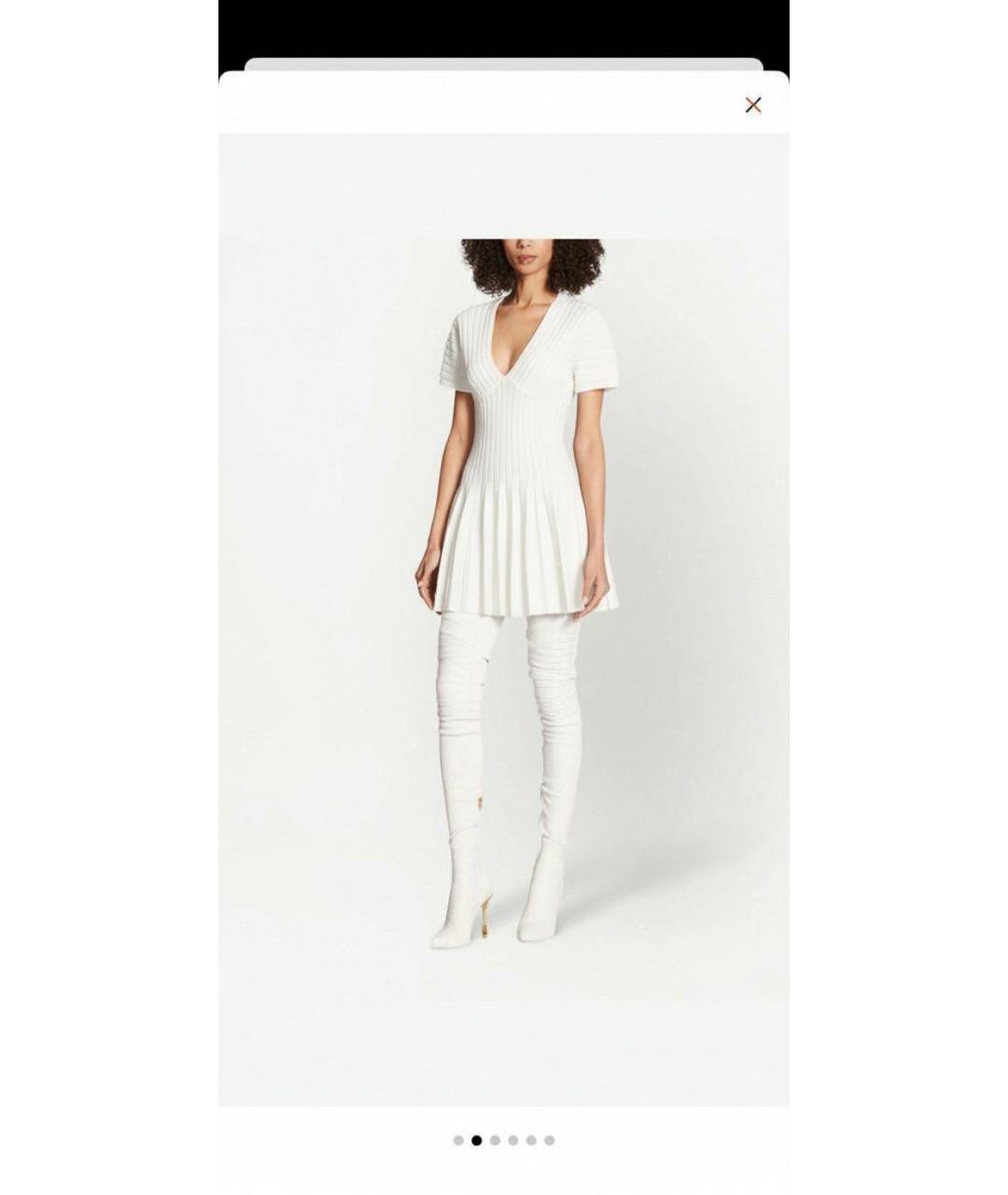 BALMAIN Белое вискозное коктейльное платье, фото 6