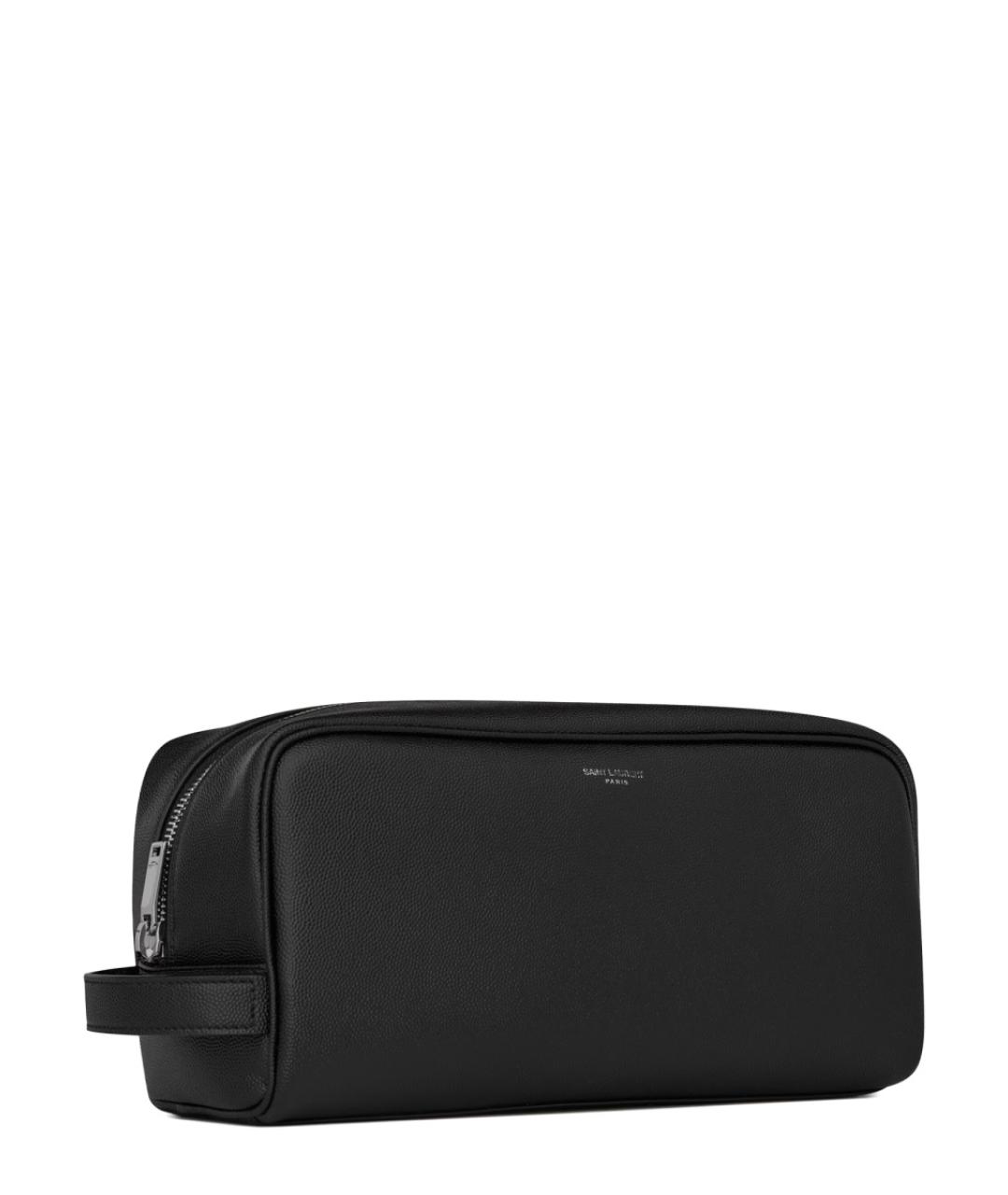 SAINT LAURENT Черная кожаная барсетка, фото 2