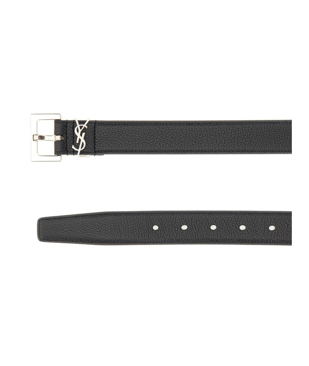 SAINT LAURENT Черный кожаный ремень, фото 2