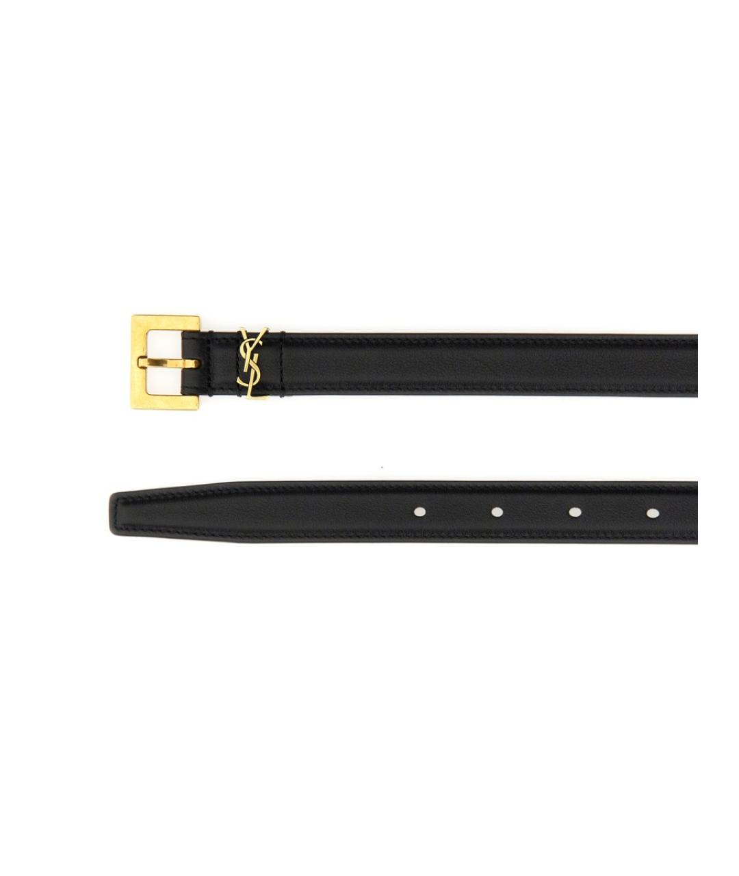 SAINT LAURENT Черный кожаный ремень, фото 2
