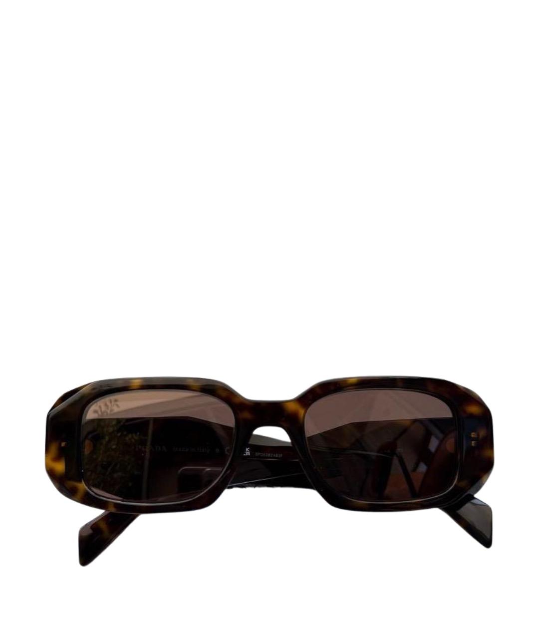 PRADA Коричневые пластиковые солнцезащитные очки, фото 1