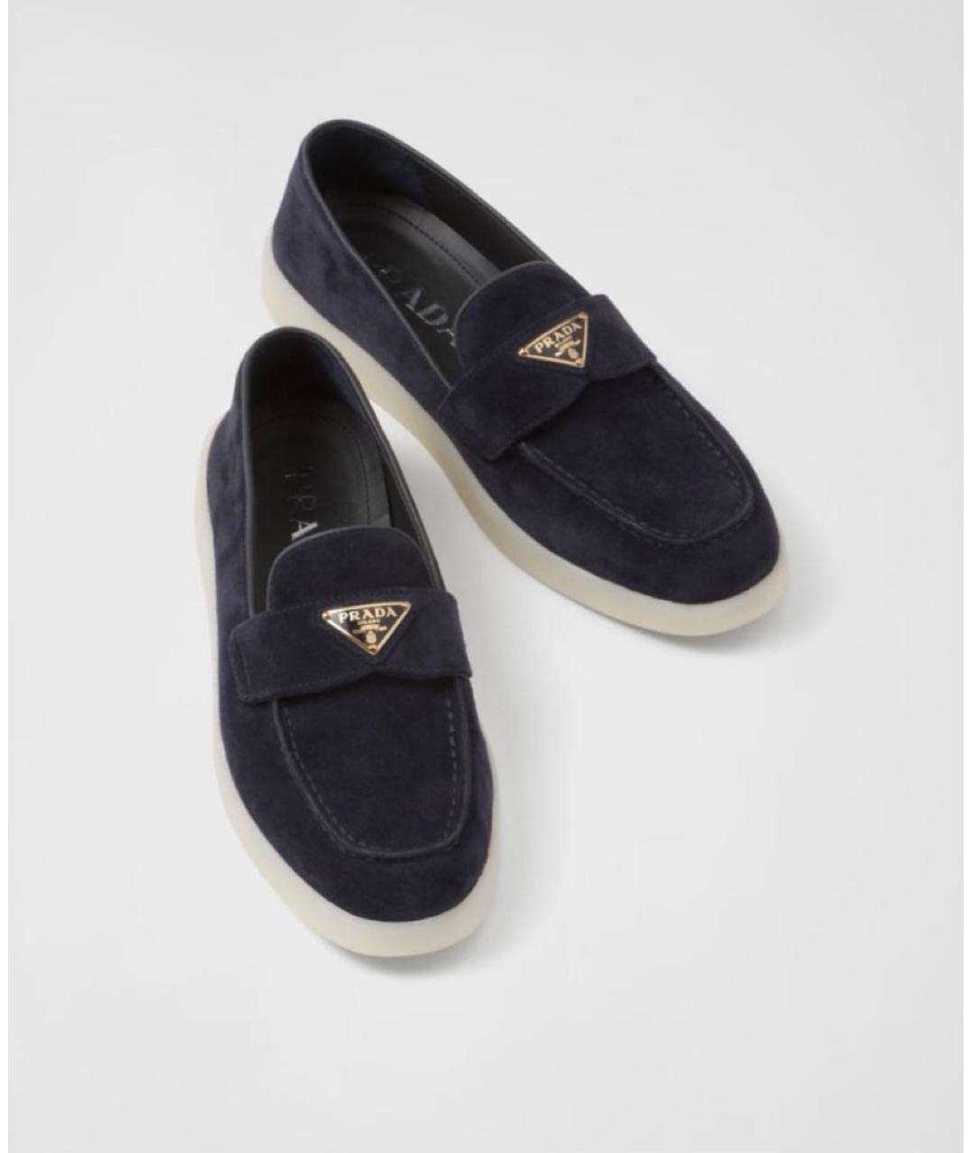 PRADA Темно-синие замшевые лоферы, фото 2