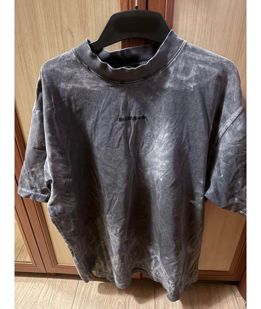 BALENCIAGA Серая хлопковая футболка, фото 3