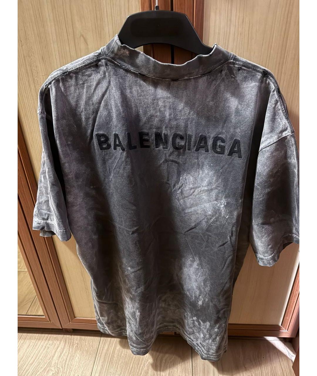 BALENCIAGA Серая хлопковая футболка, фото 2