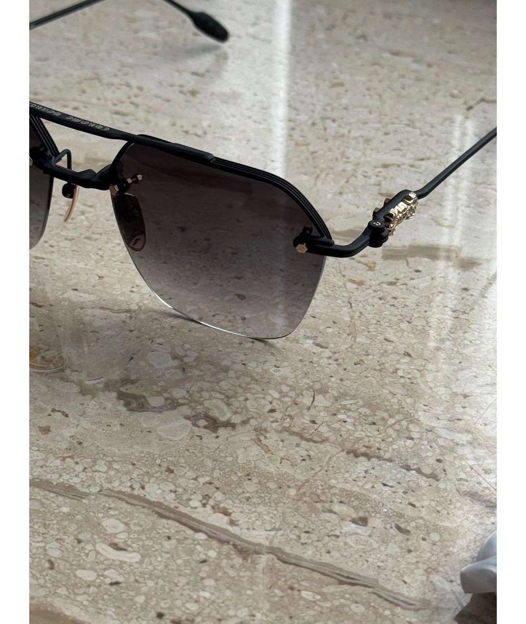 CHROME HEARTS Черные металлические солнцезащитные очки, фото 3