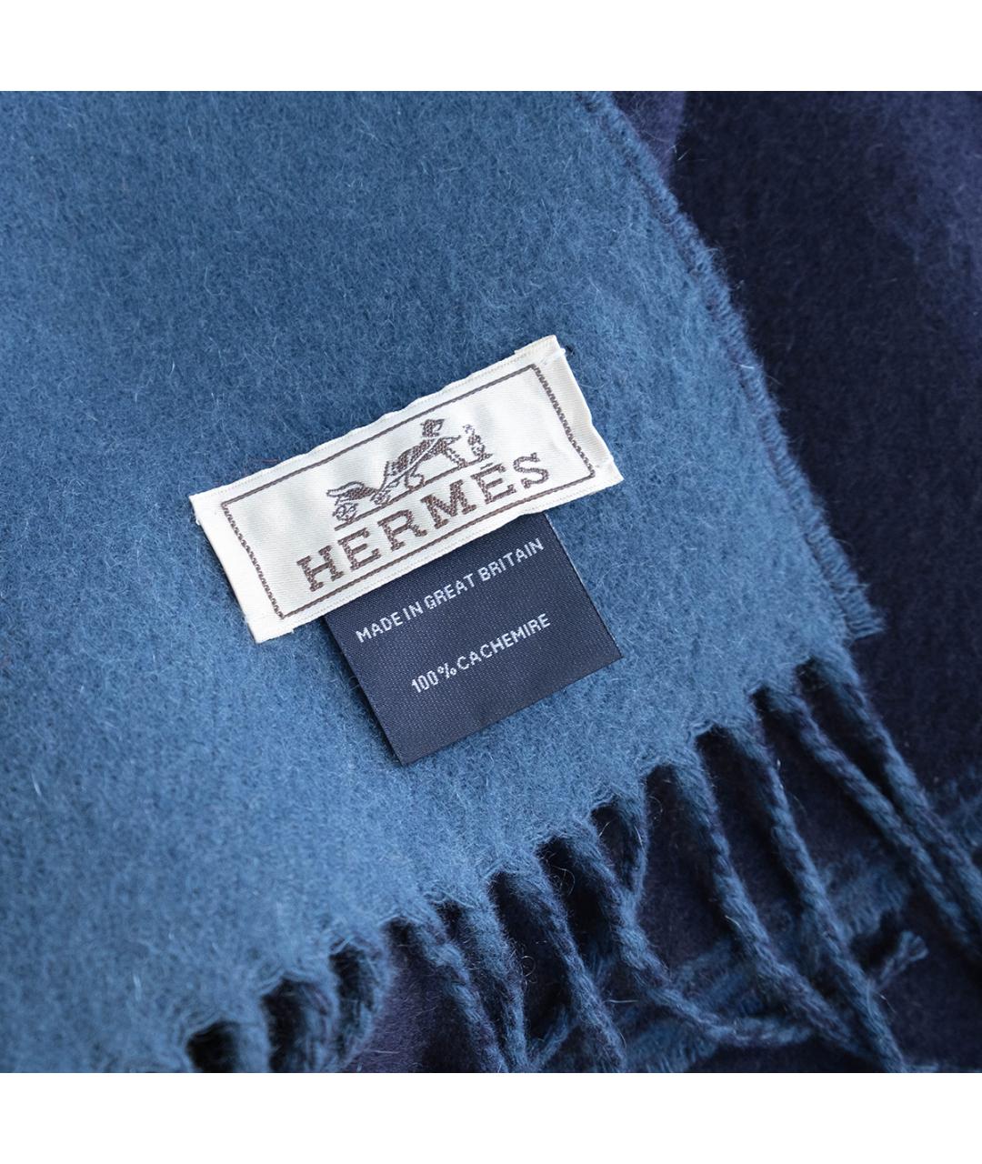 HERMES Темно-синий кашемировый шарф, фото 4