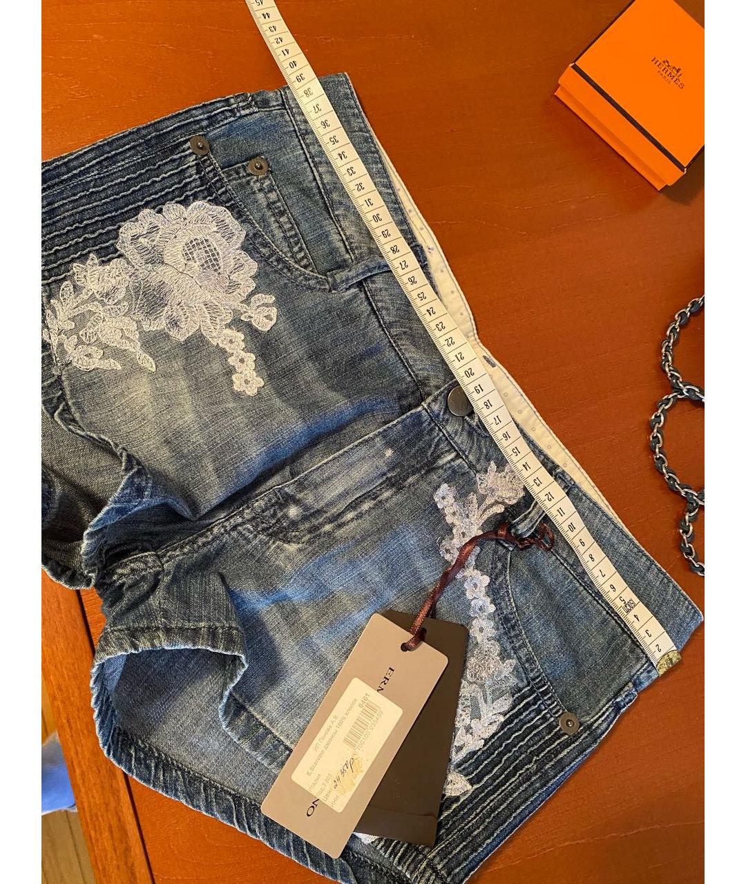 ERMANNO SCERVINO Синие хлопковые шорты, фото 8