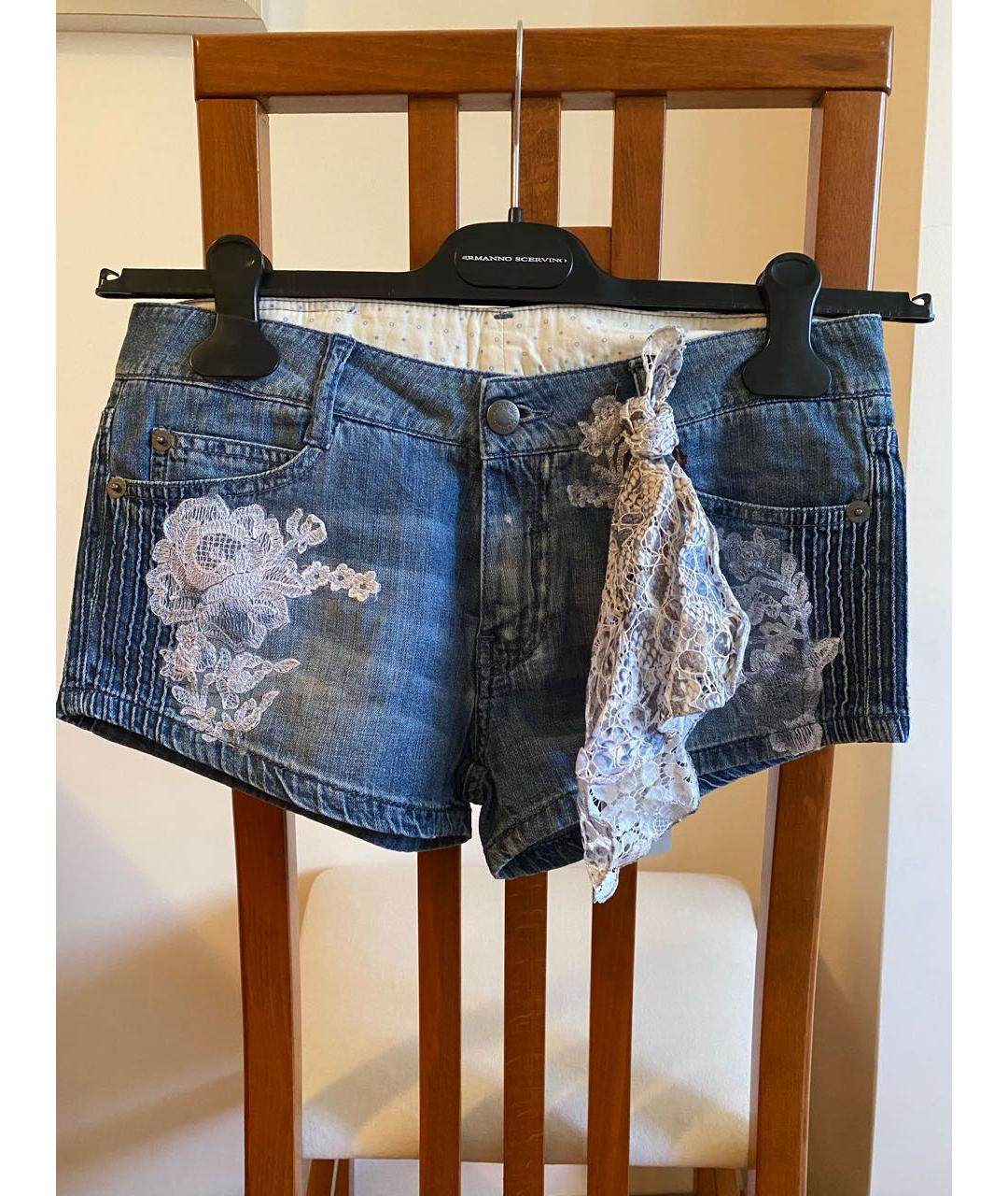 ERMANNO SCERVINO Синие хлопковые шорты, фото 9