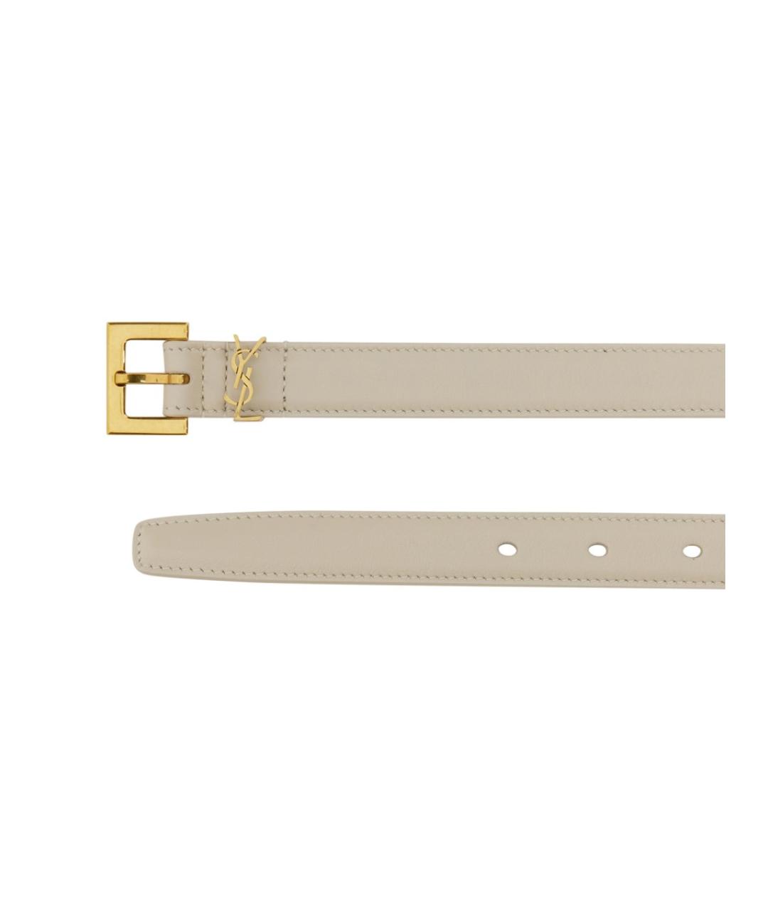 SAINT LAURENT Бежевый кожаный ремень, фото 3