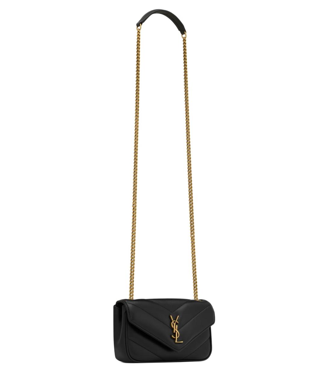 SAINT LAURENT Черная кожаная сумка через плечо, фото 5