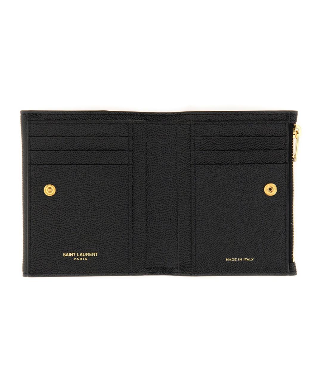 SAINT LAURENT Черный кожаный кошелек, фото 3