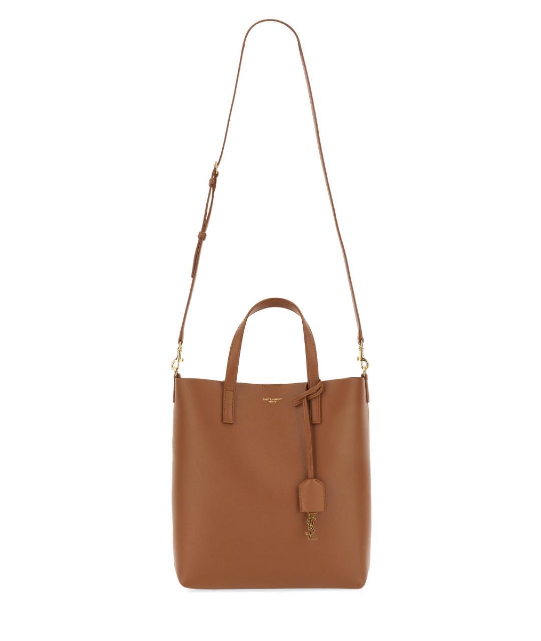 SAINT LAURENT Коричневая кожаная сумка через плечо, фото 1