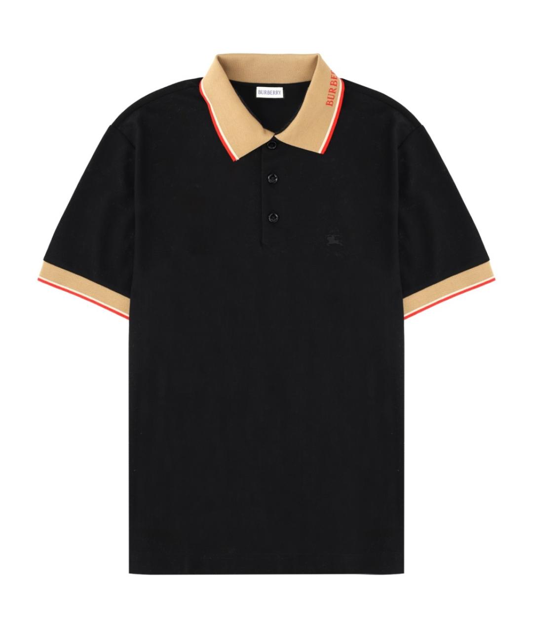 BURBERRY Черное поло с коротким рукавом, фото 1