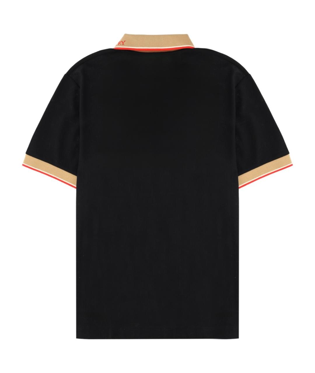 BURBERRY Черное поло с коротким рукавом, фото 2