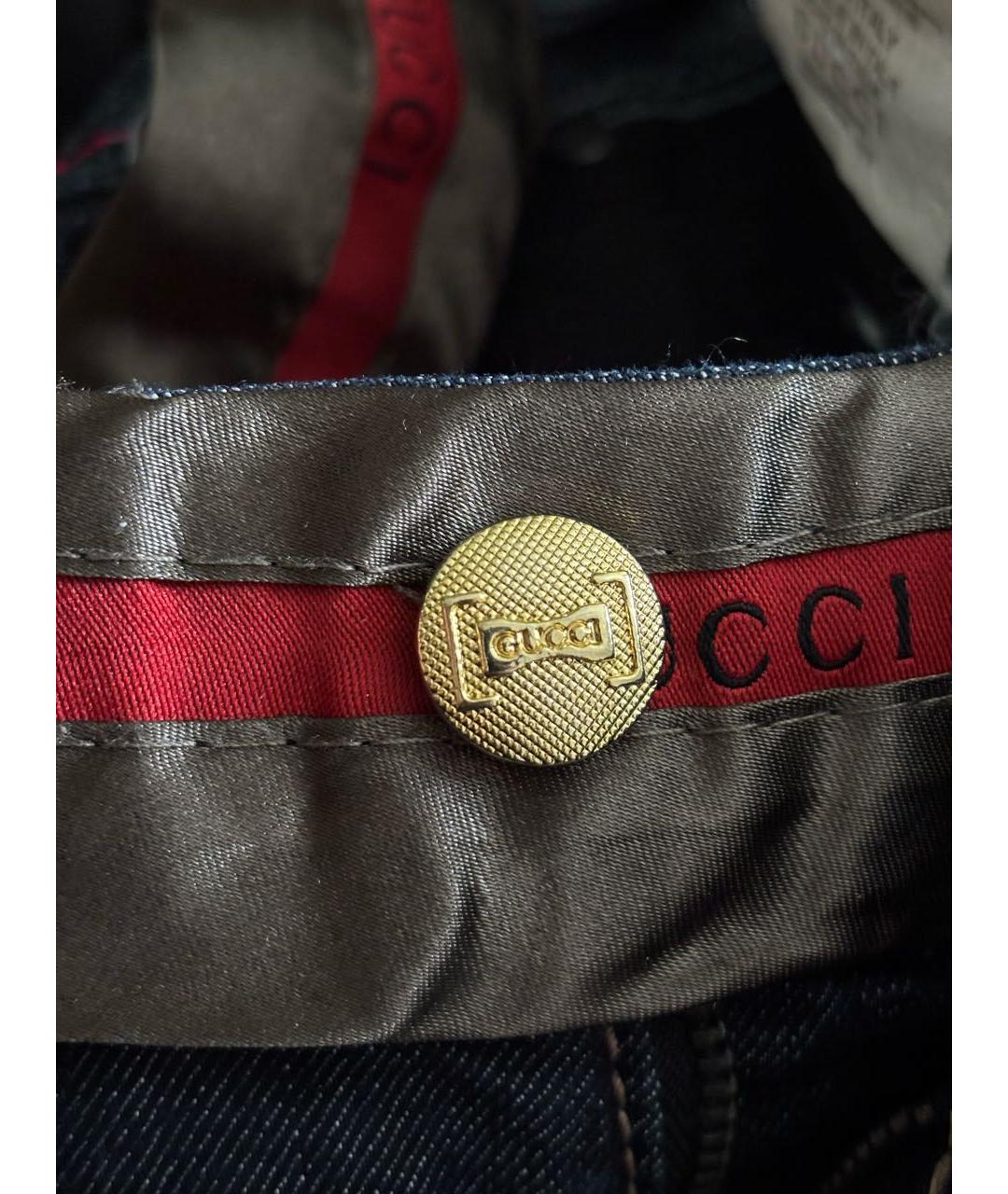 GUCCI Темно-синие хлопко-полиэстеровые прямые джинсы, фото 6