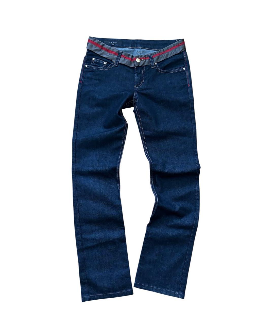 GUCCI Темно-синие хлопко-полиэстеровые прямые джинсы, фото 8