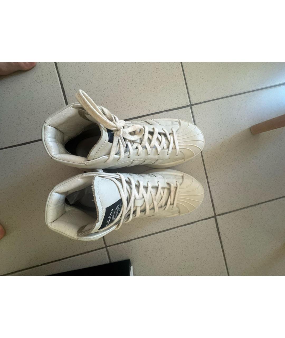 RICK OWENS Бежевые кожаные высокие кроссовки / кеды, фото 3