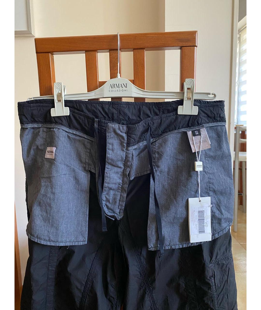 ARMANI COLLEZIONI Черные хлопковые повседневные брюки, фото 3