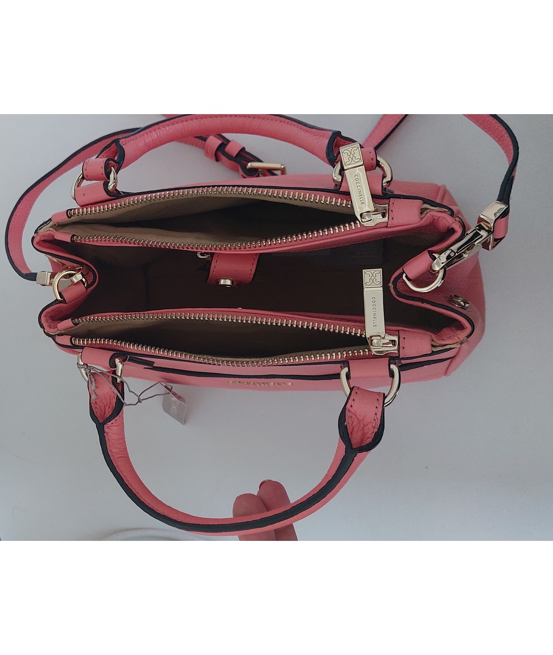 COCCINELLE Розовая кожаная сумка тоут, фото 9
