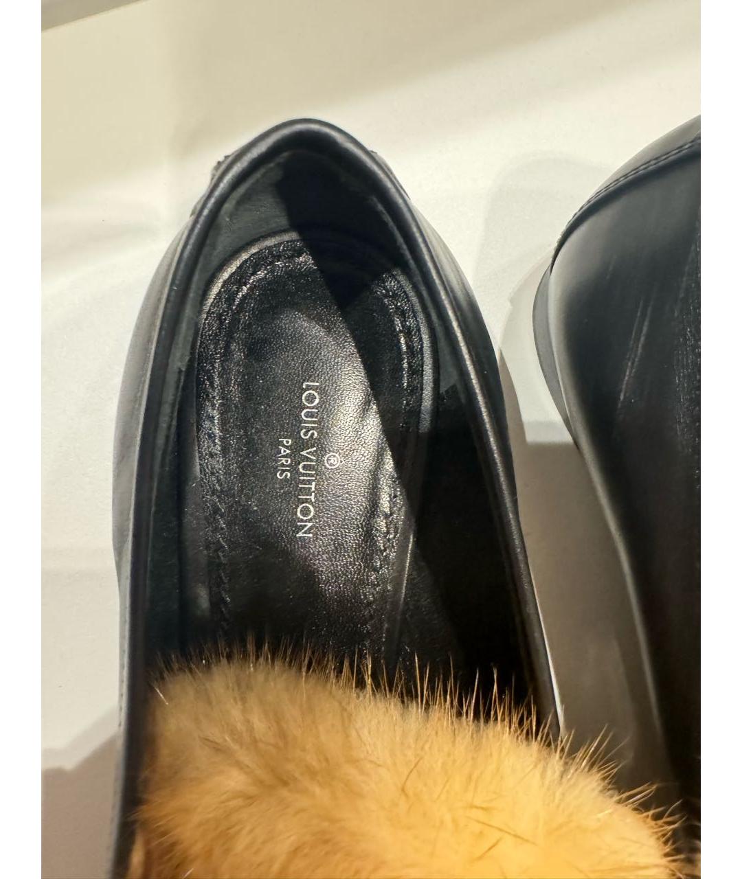 LOUIS VUITTON Черные кожаные мюли, фото 3