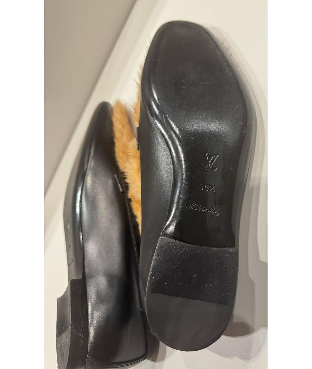 LOUIS VUITTON Черные кожаные мюли, фото 6