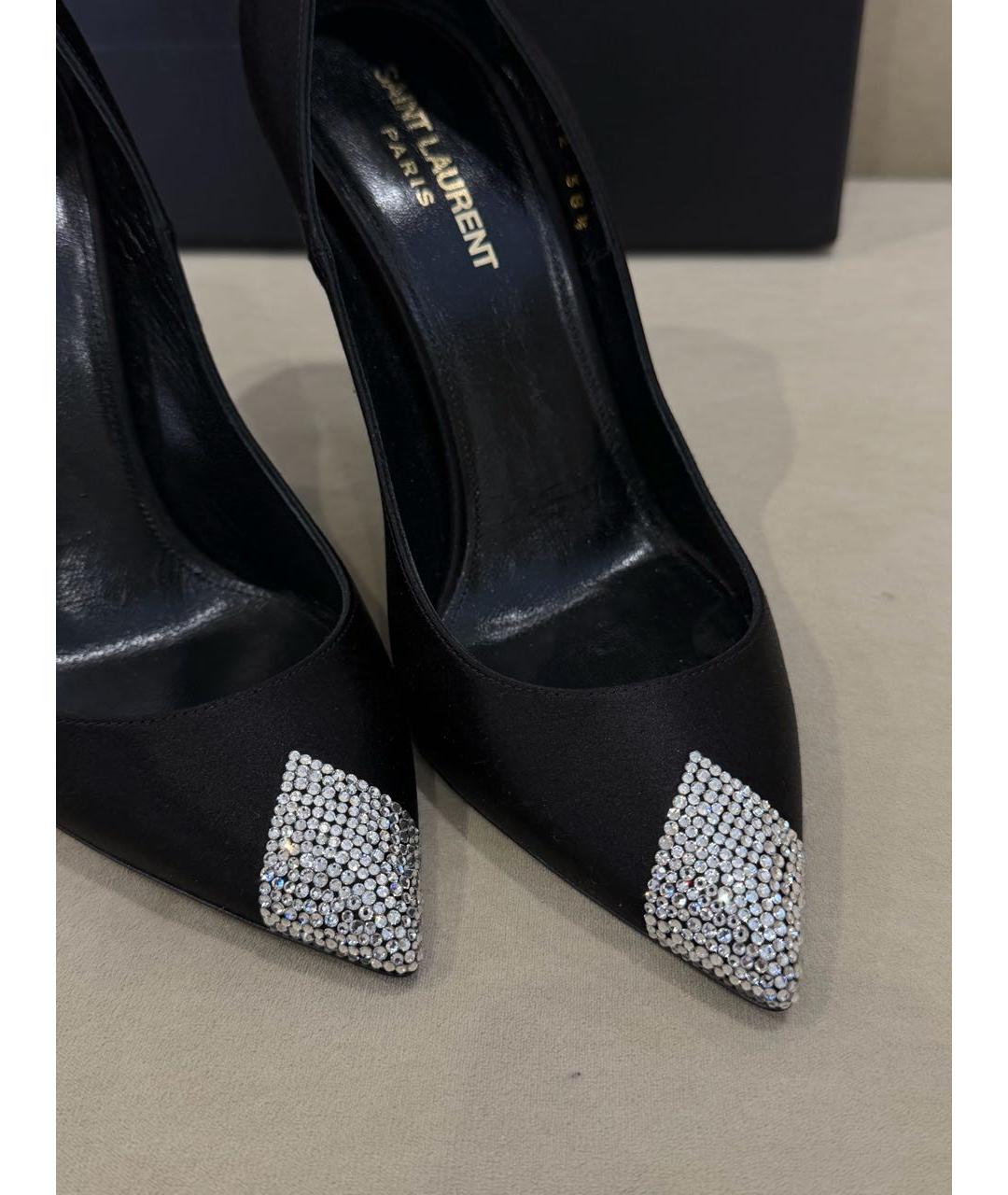 SAINT LAURENT Черные свадебные туфли на среднем каблуке, фото 5