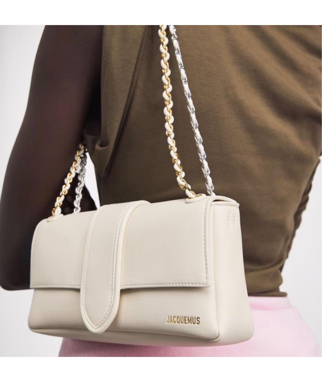 JACQUEMUS Бежевая кожаная сумка через плечо, фото 2