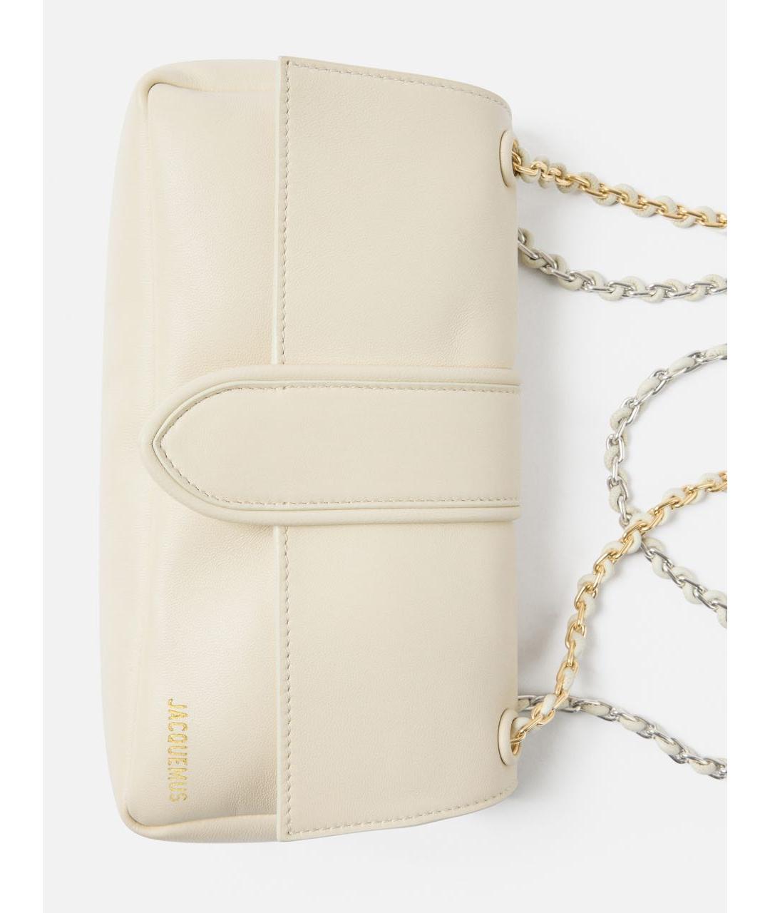 JACQUEMUS Бежевая кожаная сумка через плечо, фото 4