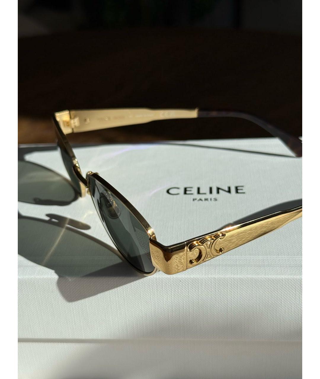 CELINE Золотые металлические солнцезащитные очки, фото 4