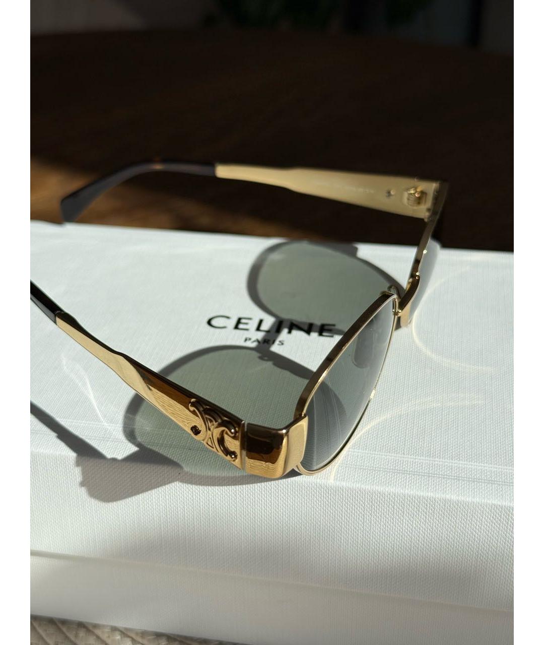 CELINE Золотые металлические солнцезащитные очки, фото 3