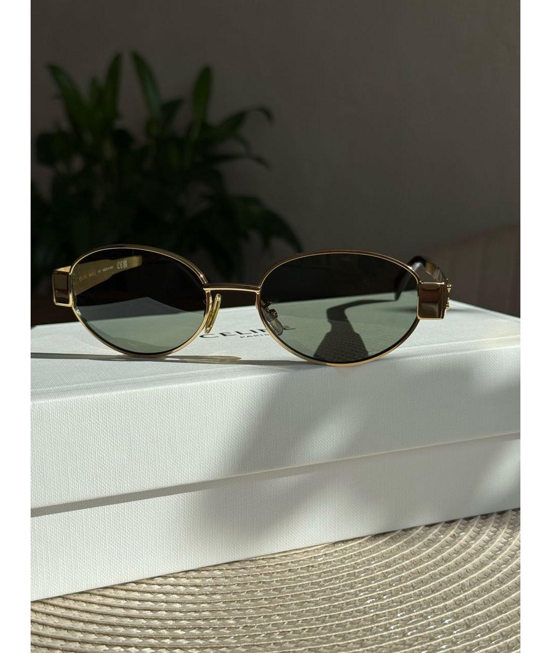 CELINE Золотые металлические солнцезащитные очки, фото 2