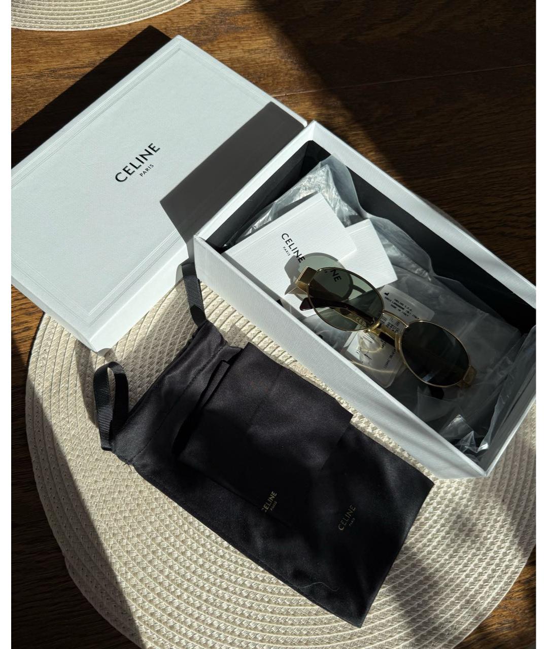 CELINE Золотые металлические солнцезащитные очки, фото 6