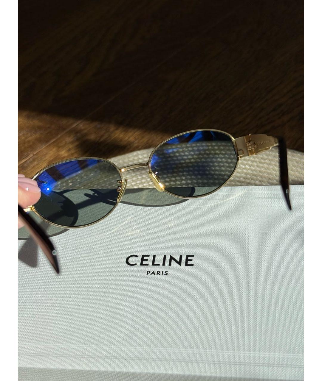 CELINE Золотые металлические солнцезащитные очки, фото 5