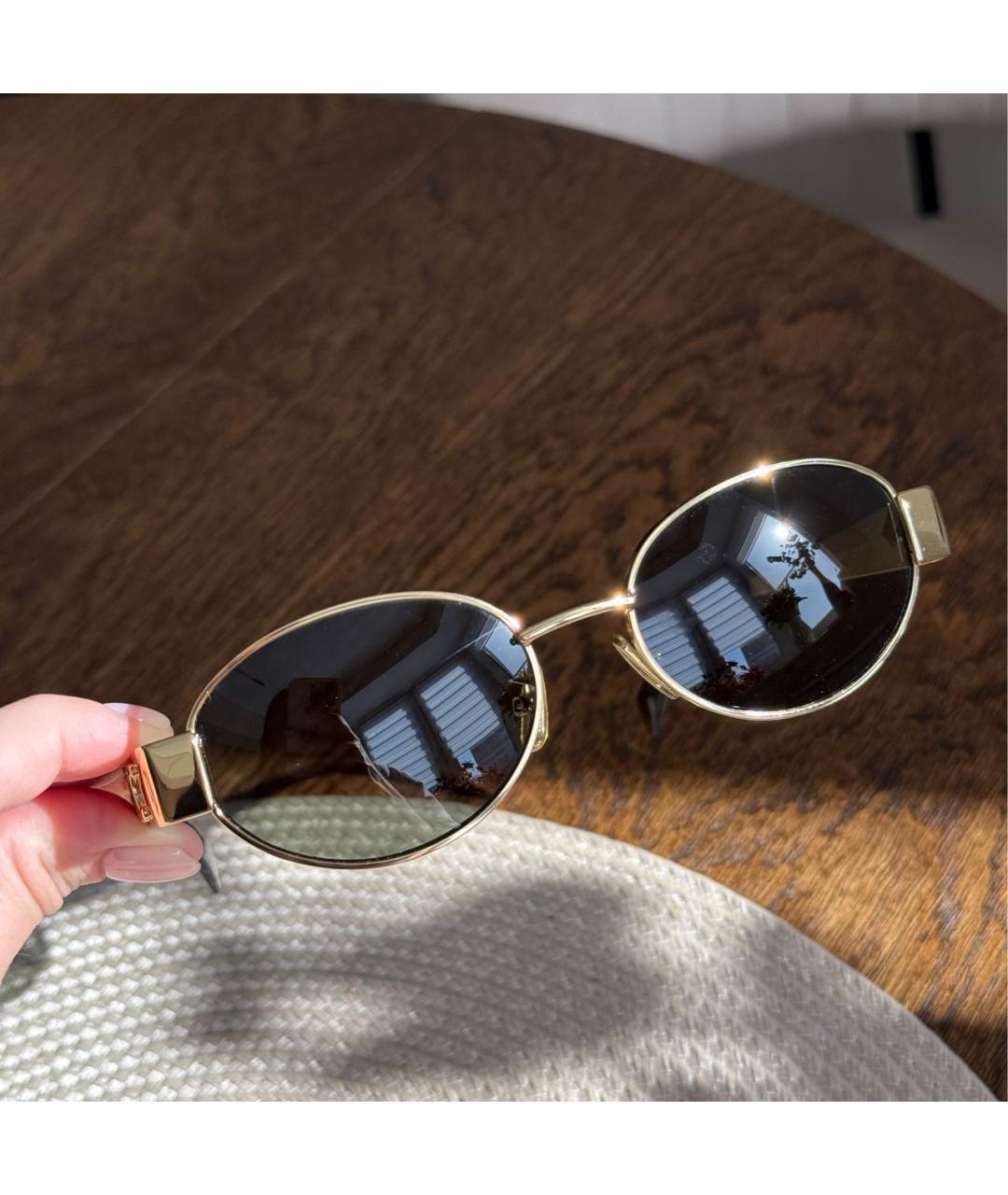 CELINE Золотые металлические солнцезащитные очки, фото 7