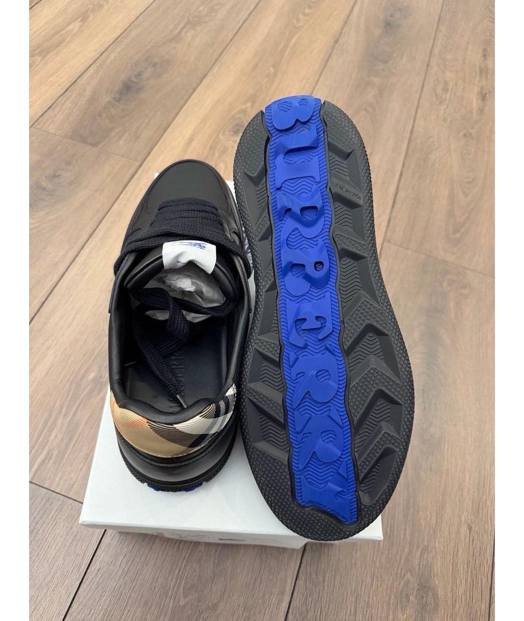 BURBERRY Черные кожаные низкие кроссовки / кеды, фото 3