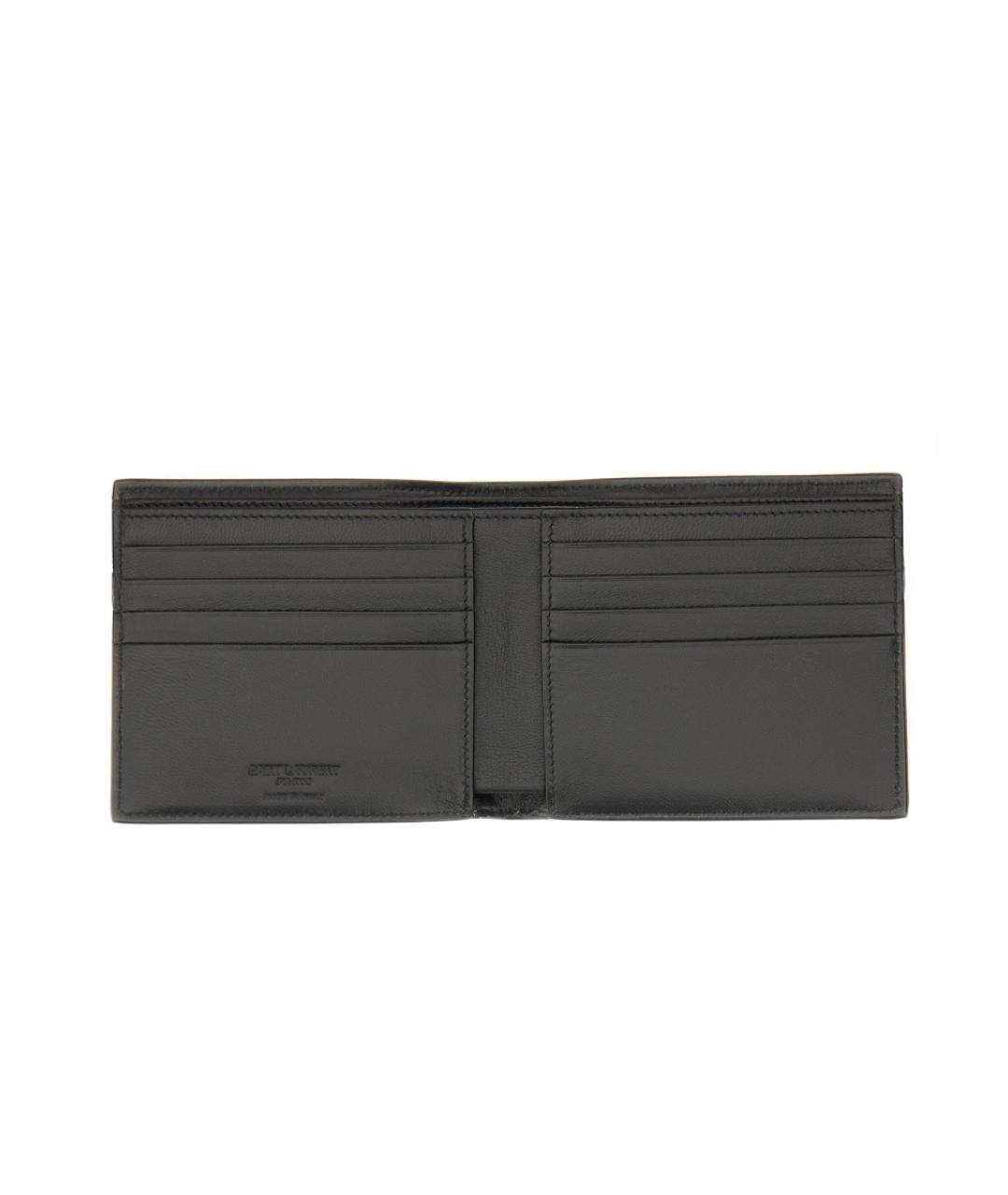 SAINT LAURENT Черный кожаный кошелек, фото 3