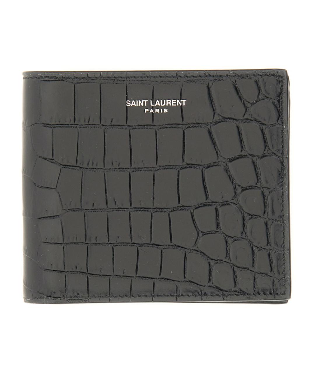 SAINT LAURENT Черный кожаный кошелек, фото 1