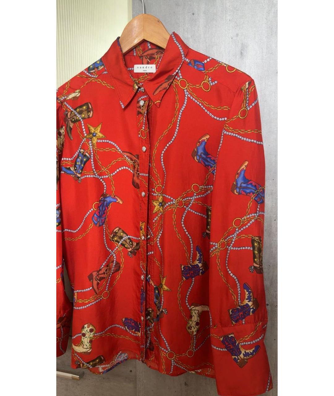 SANDRO Красная шелковая рубашка, фото 8