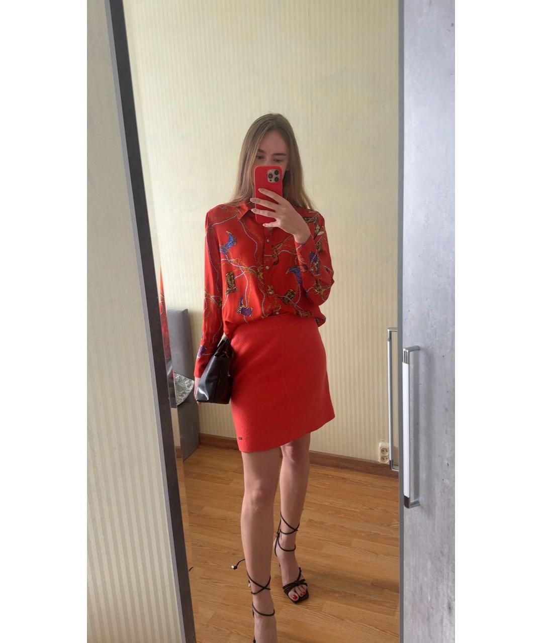 SANDRO Красная шелковая рубашка, фото 7