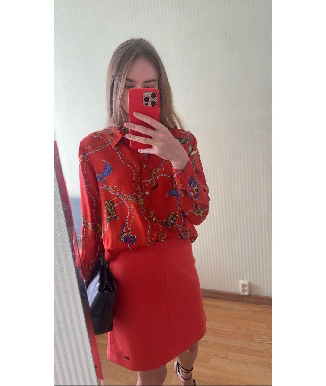 SANDRO Красная шелковая рубашка, фото 6