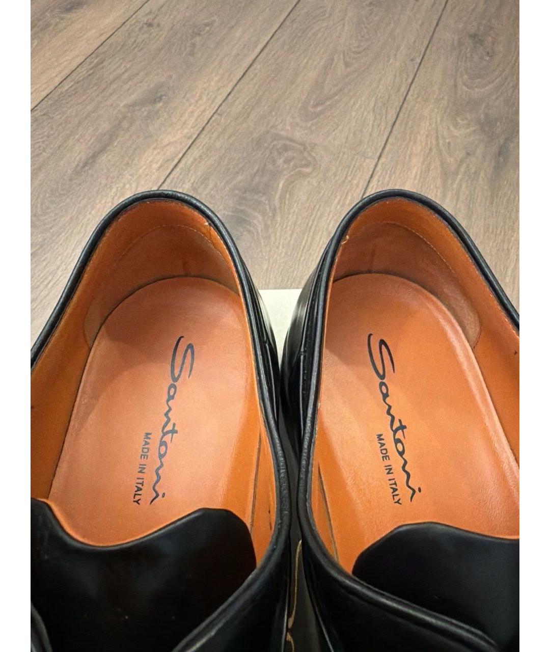 SANTONI Черные кожаные туфли, фото 3