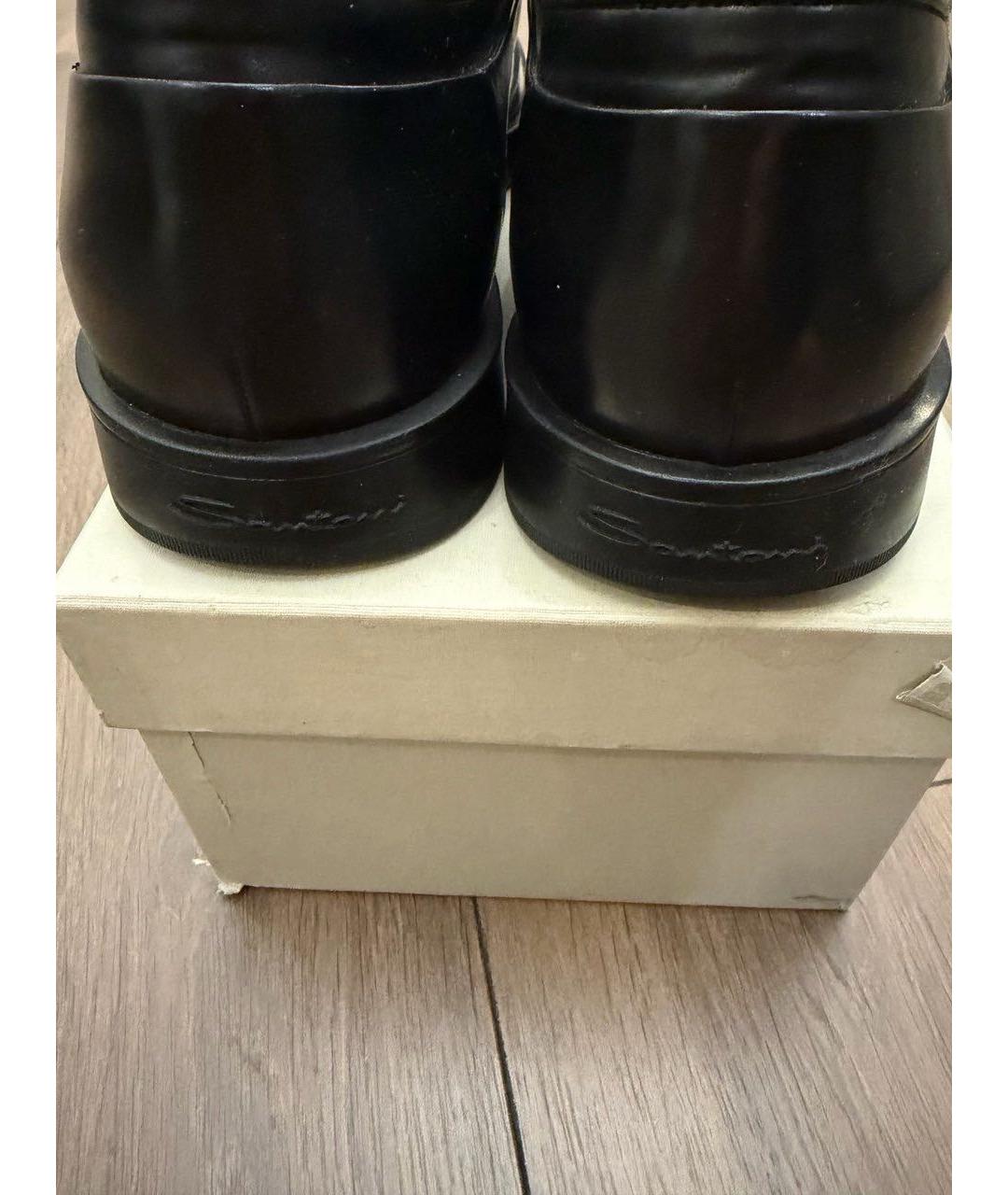 SANTONI Черные кожаные туфли, фото 4