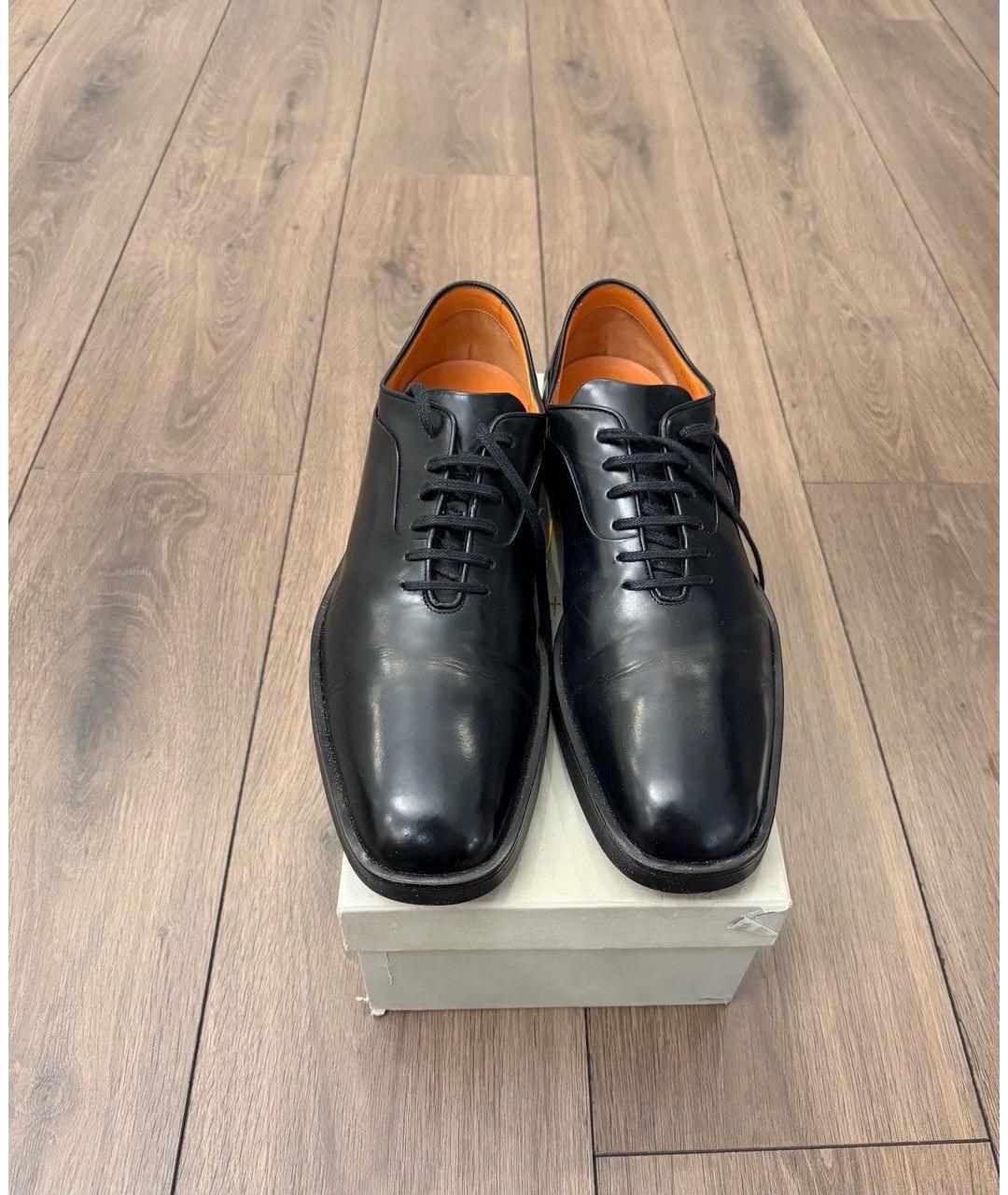 SANTONI Черные кожаные туфли, фото 2