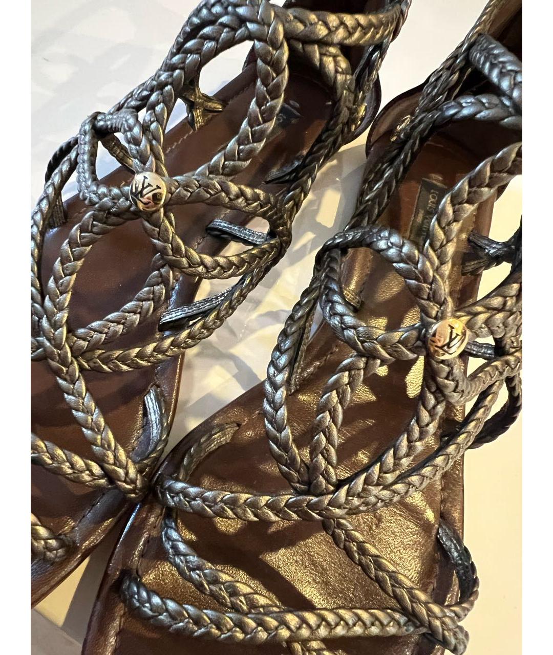 LOUIS VUITTON Коричневые кожаные сандалии, фото 6