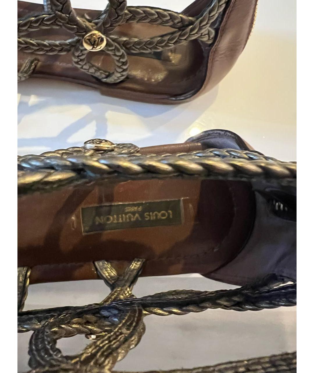 LOUIS VUITTON Коричневые кожаные сандалии, фото 7