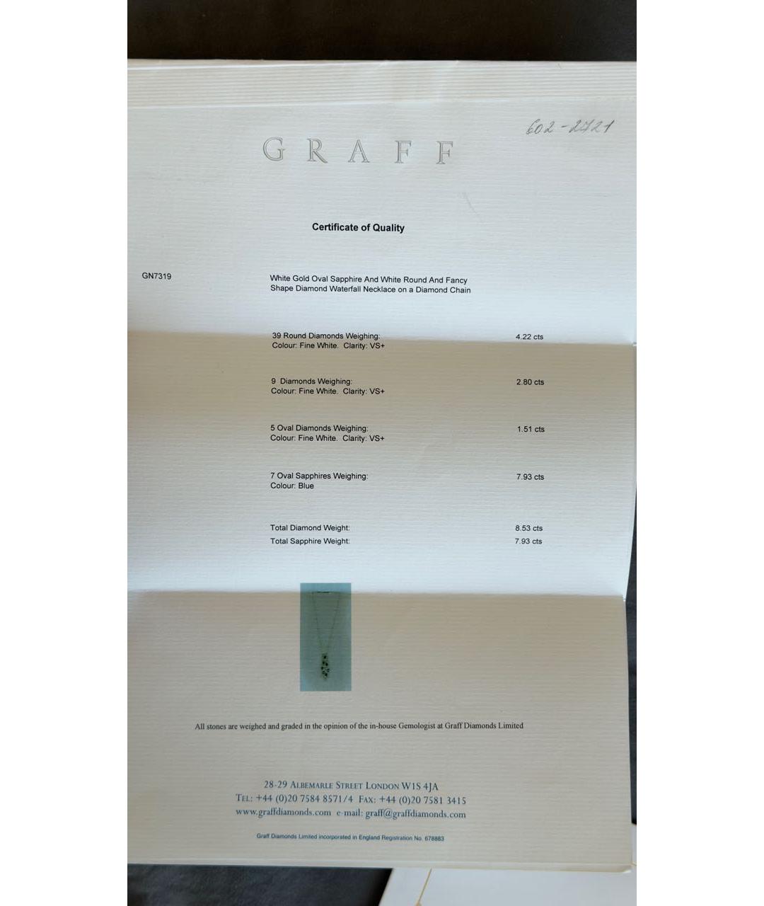 GRAFF Синее колье из белого золота, фото 5