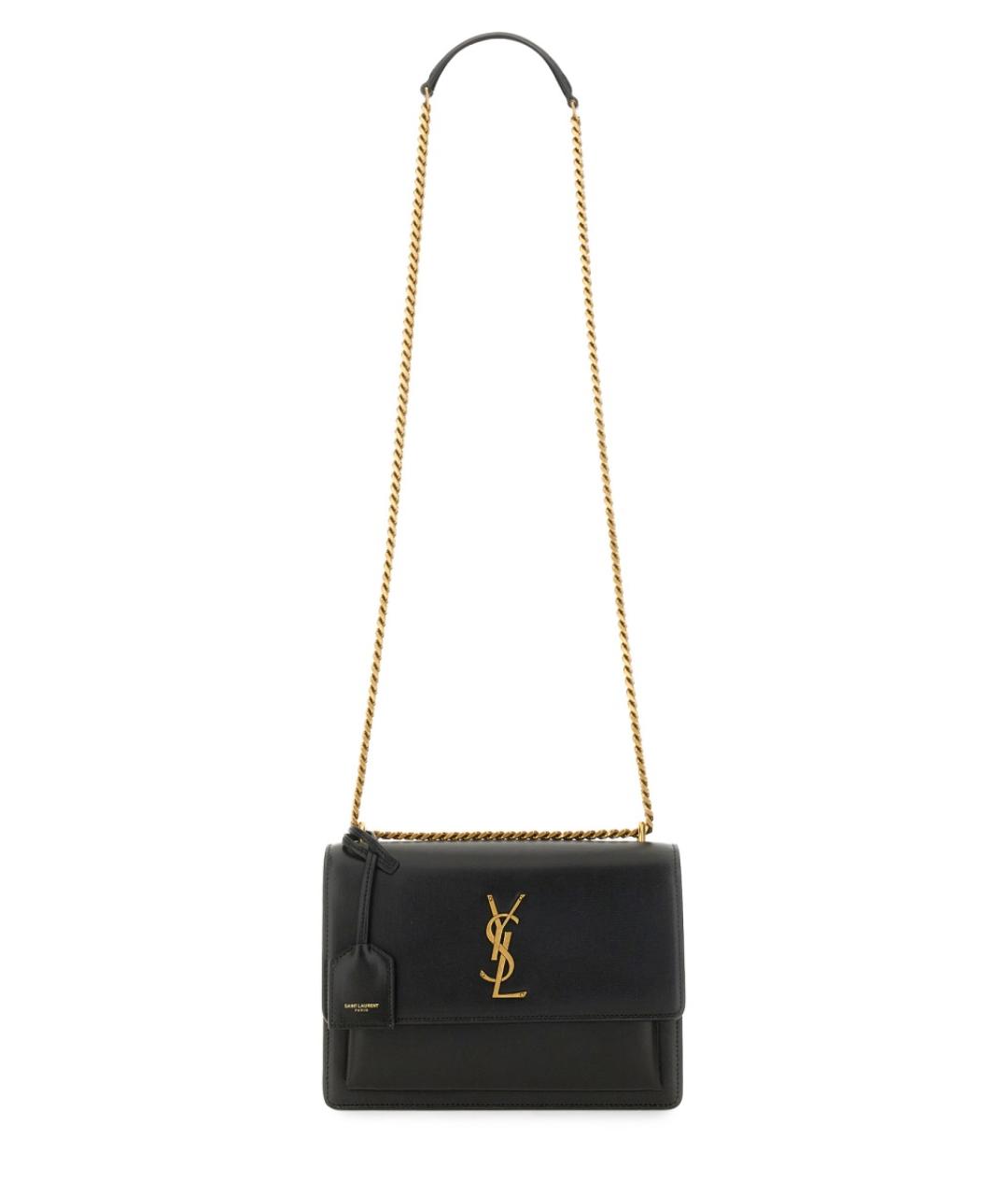 SAINT LAURENT Черная кожаная сумка через плечо, фото 1
