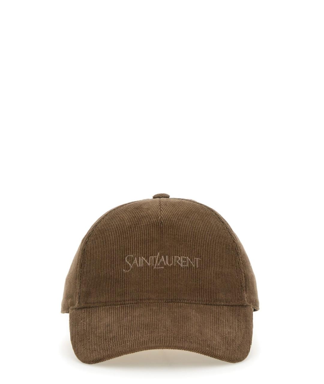 SAINT LAURENT Коричневая хлопковая кепка, фото 1